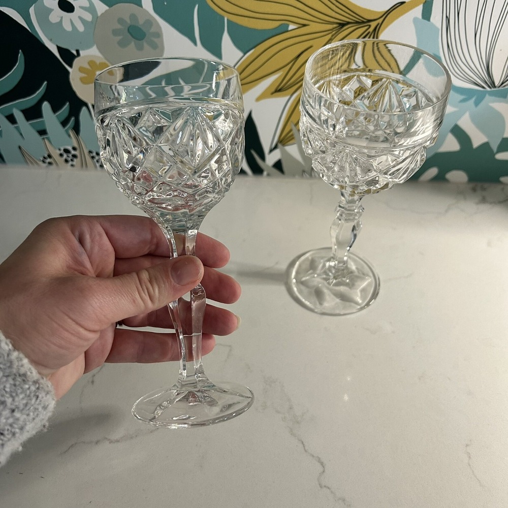 Set Of 2‎ Action Industries Ai-2 Crystal Wine Glass Goblet Stemware Diamond
